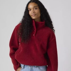 Women's Levis Cozy Sherpa Snap-Front Pullover Jacket - Red